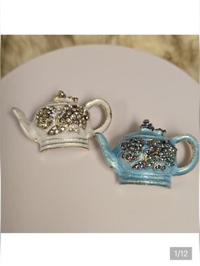 🆕️🫖☕️ RHINESTONE ADORNED TEA POT BROOCH PIN- VARIETY☕️🫖